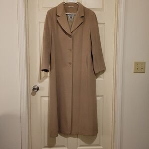 Marvin Richards Women Full Length Trench Coat Size 10 Brown Wool&Cashmere